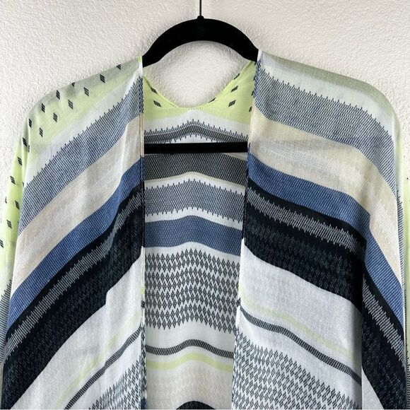 Ruggine green and blue stripe print lightweight kimono NWT size One Size - Picture 3 of 8